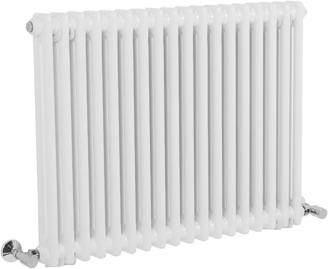 Double Column Horizontal Radiator 600x830mm White Cast Iron Style