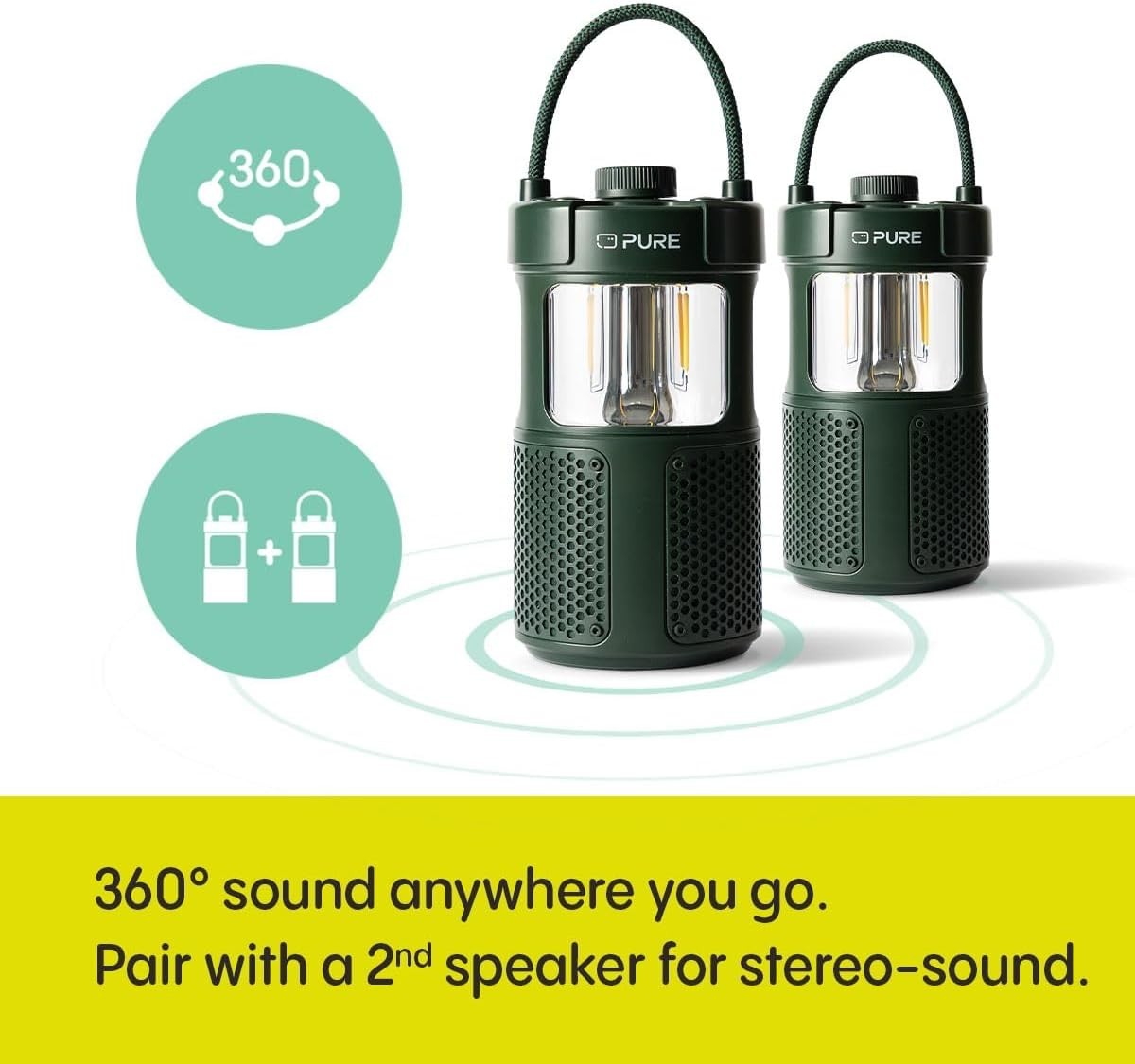 Woodland Glow Outdoor Speaker Bluetooth 5.3 LED Lamp IPX6 14h