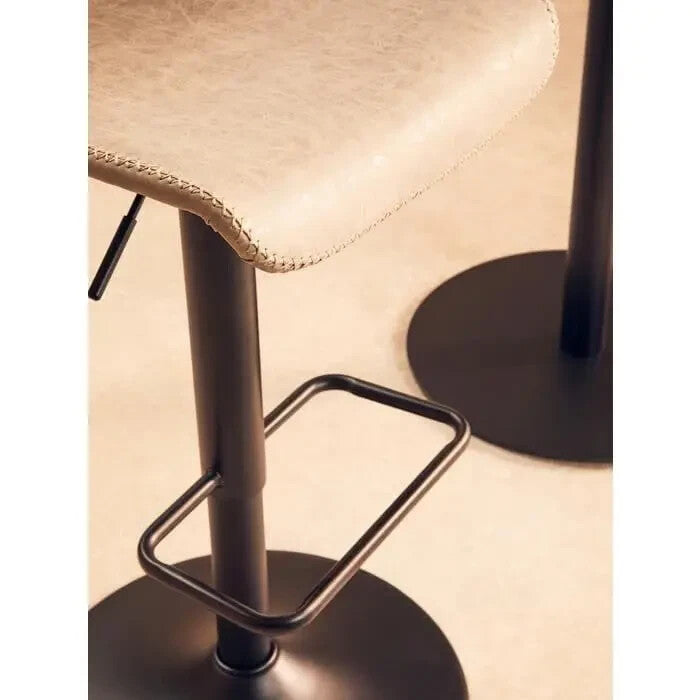 Set of 2 Grey High Back Bar Stools Adjustable Swivel Chairs with Footrest