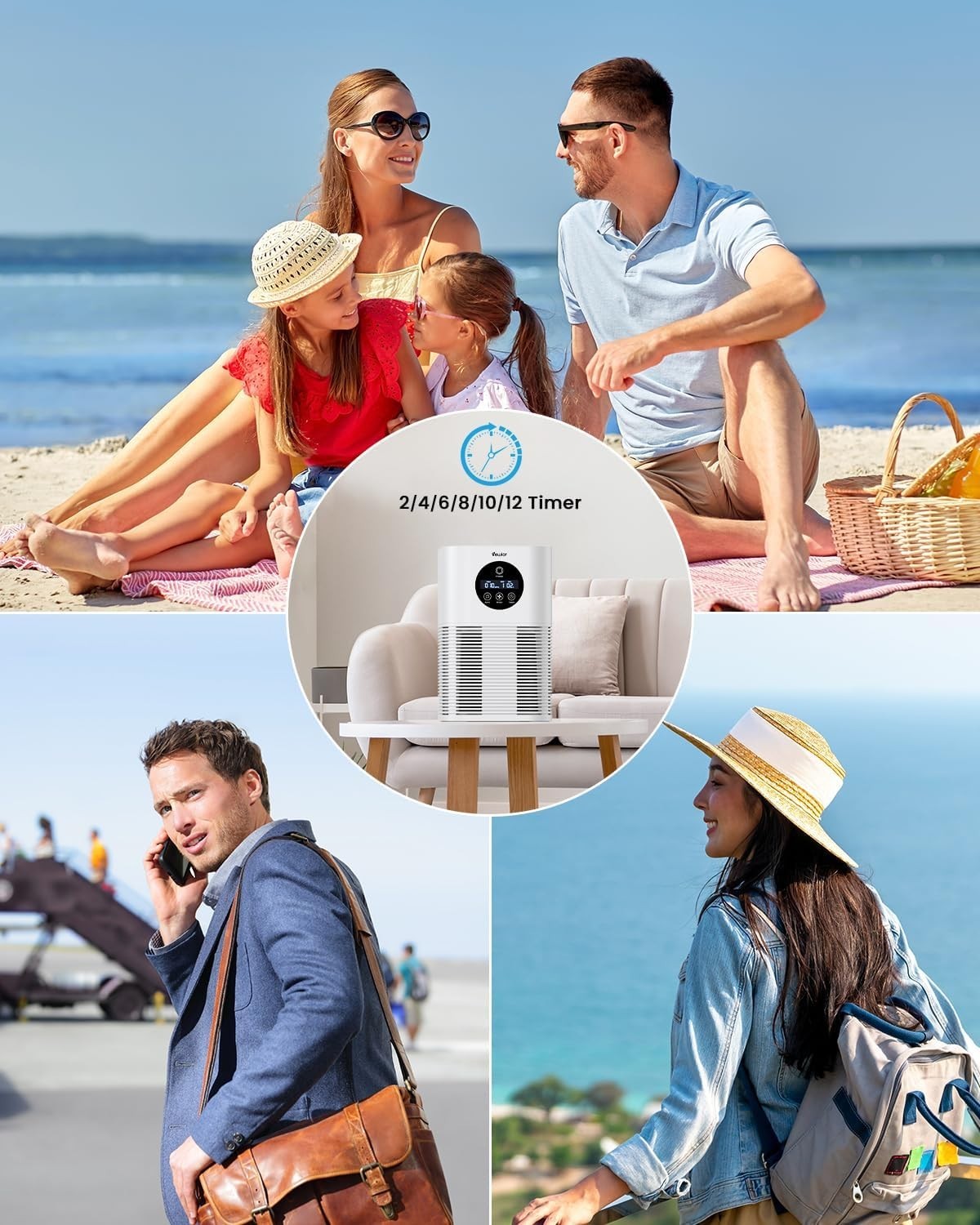 HEPA Air Purifier Bedroom PM2.5 Sensor Auto Mode Quiet Pet Smoke