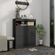 Modern Narrow Shoe Cabinet 12-16 Pair Storage with Flip Drawers & Shelf