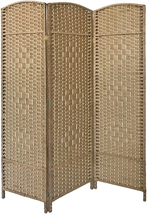 Natural Wicker Folding Room Divider 3 Panel Privacy Screen Home Office Decor