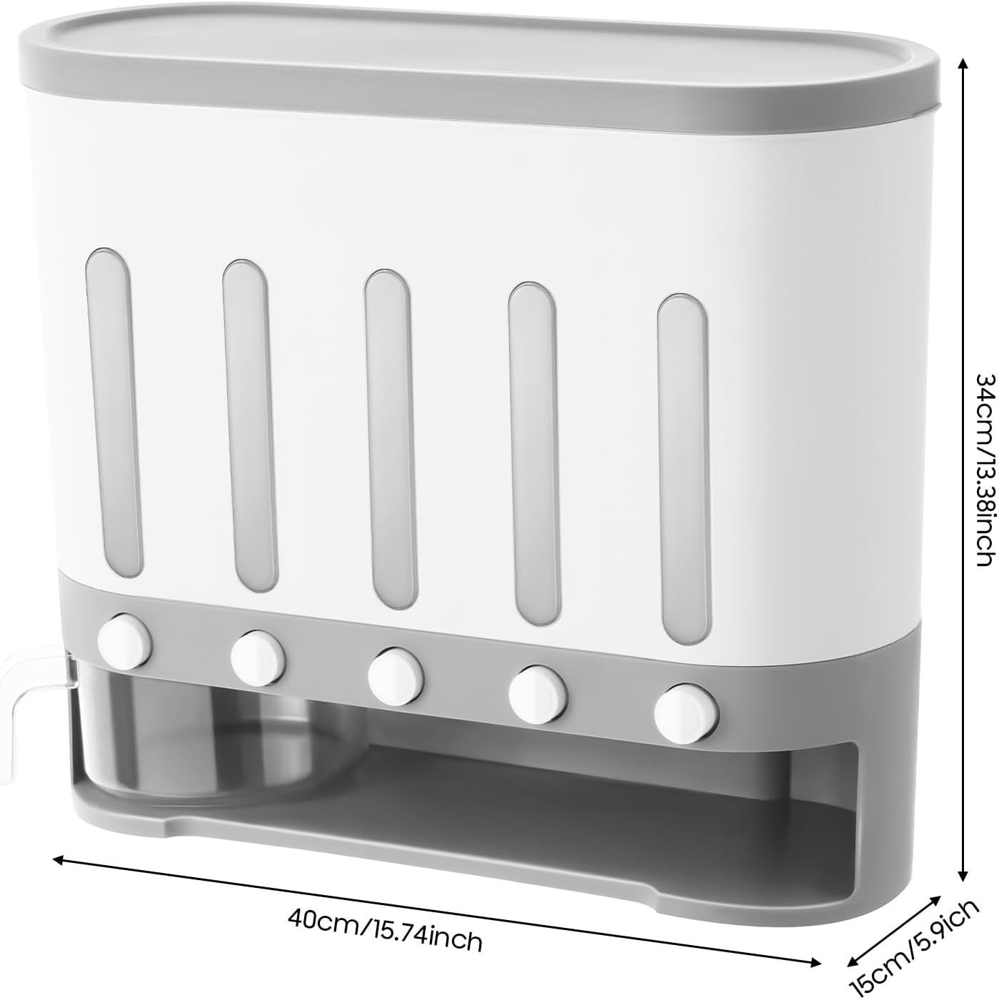 5 Compartment Wall Mounted Cereal Dispenser 40cm
