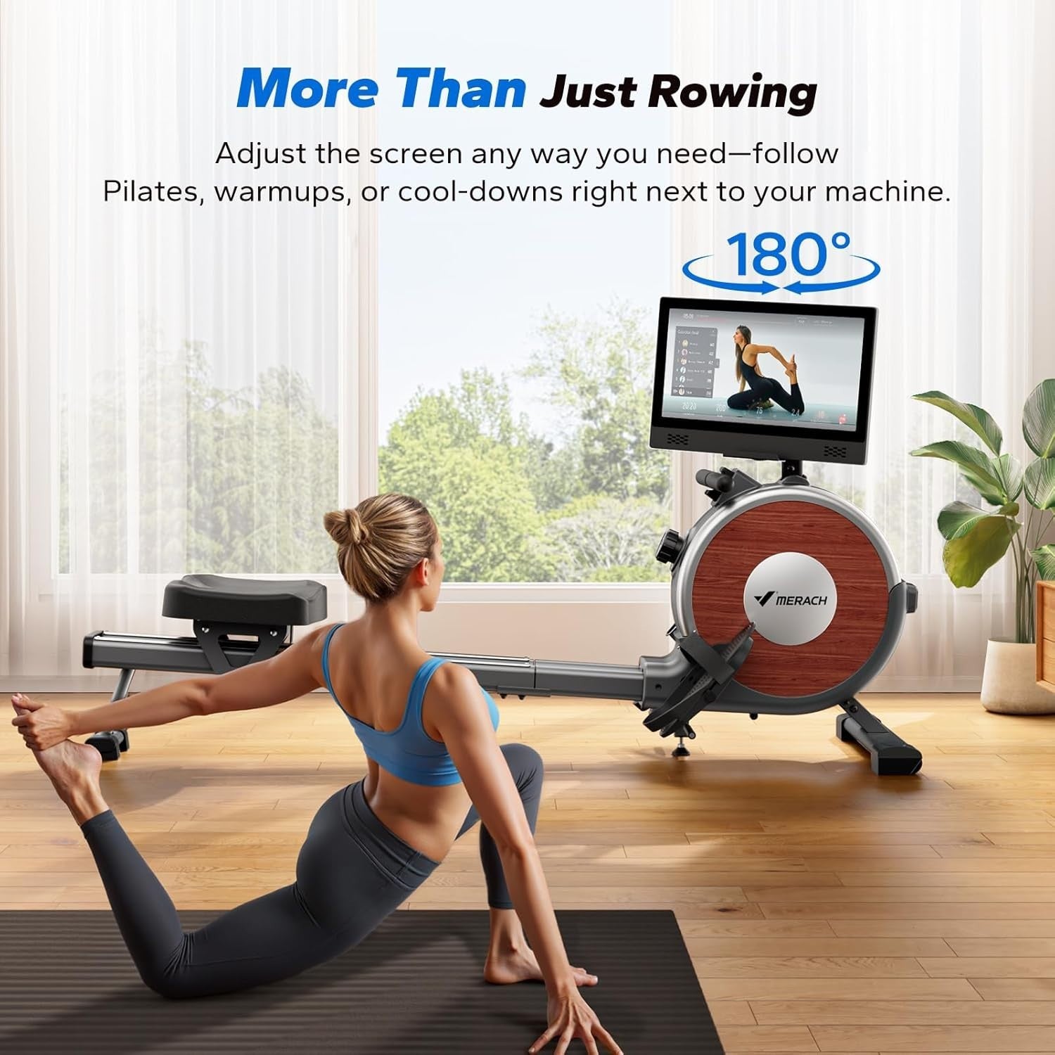 Magnetic Rowing Machine 16-Level Quiet Dual Rail App Compatible Home Gym Rower