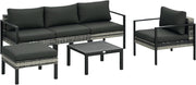 6pc Rattan Garden Sofa Set Chairs Table Footstool Outdoor Patio Grey