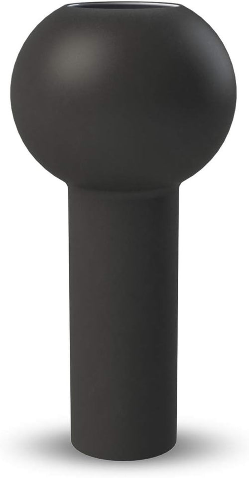 Black Ceramic Pillar Vase 32cm Modern Minimalist Table Home Decor