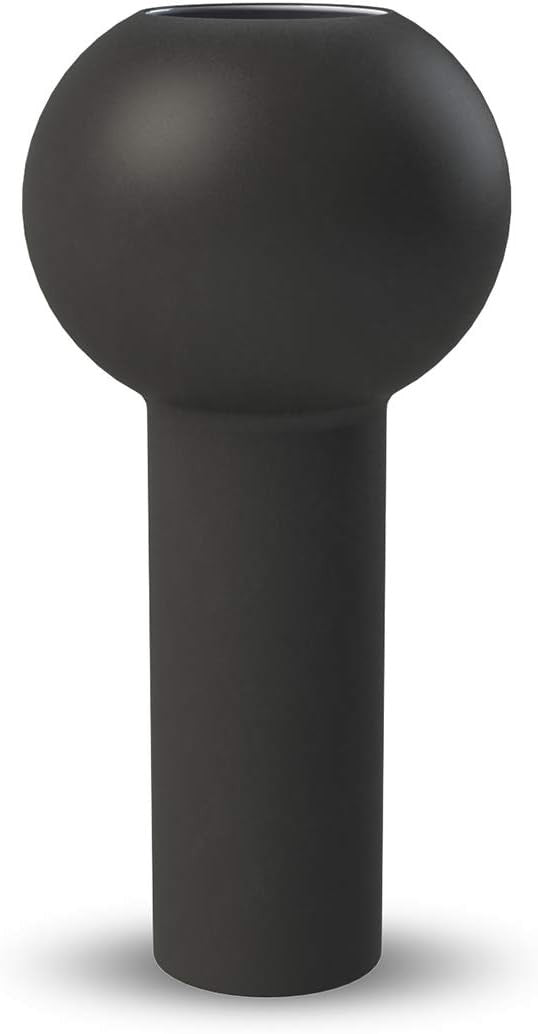 Black Ceramic Pillar Vase 32cm Modern Minimalist Table Home Decor
