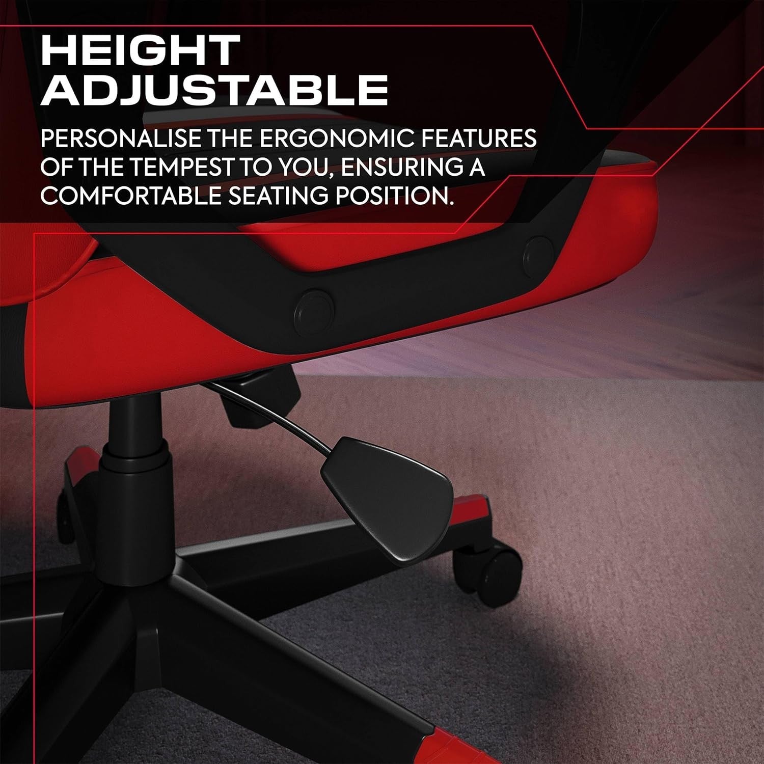 High Back Ergonomic Gaming Chair Wide Seat Adjustable Red