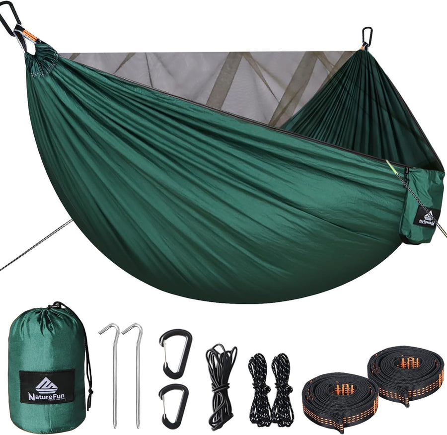 Camping Hammock with Mosquito Net | 290x140cm - 300kg Capacity - Complete Kit