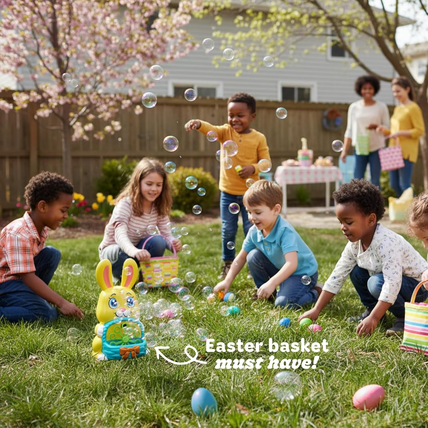Bunny Bubble Blower for Toddlers Kids Easter Toy Indoor Outdoor Fun