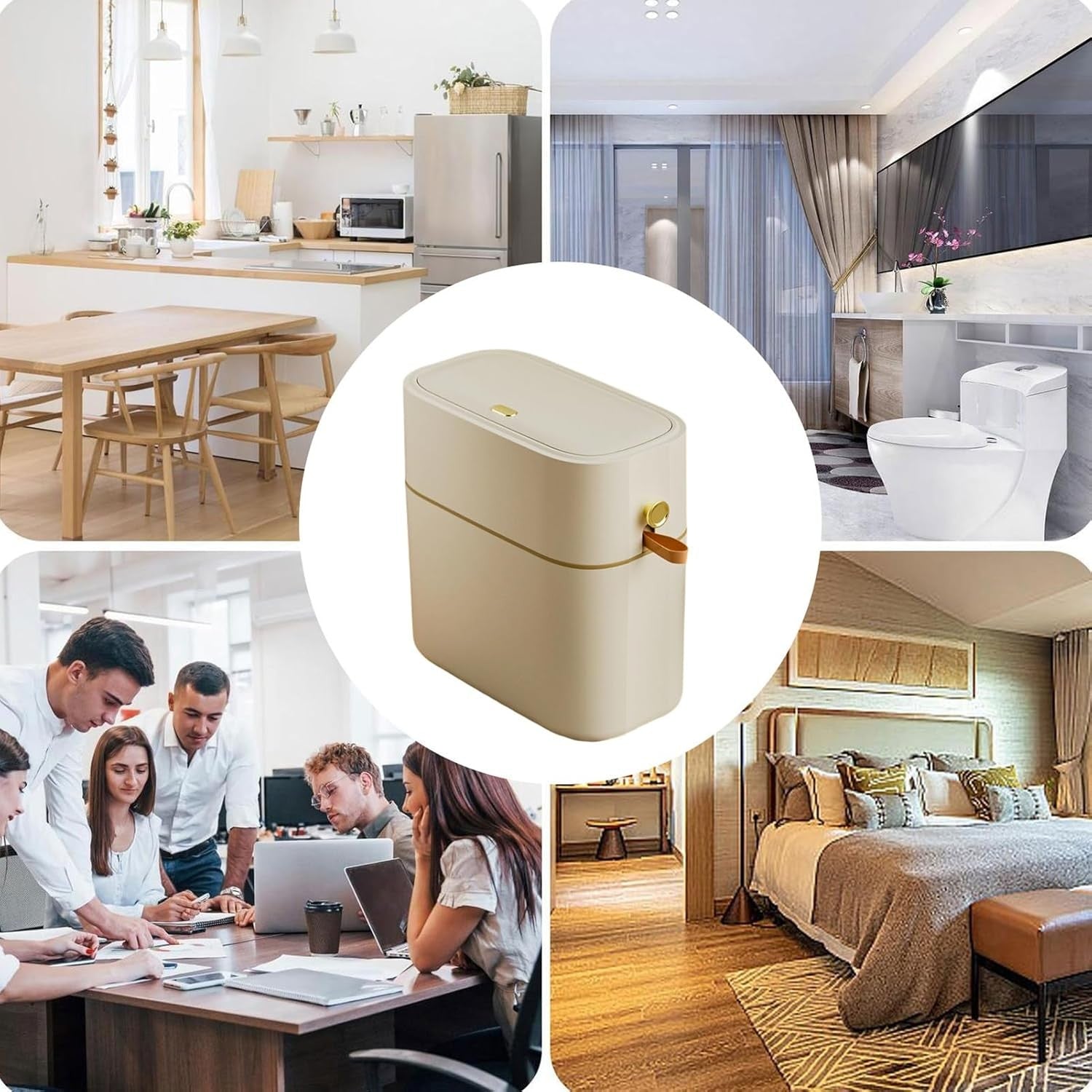 Touchless 8L Slim Bathroom Trash Can Auto Drawstring Odor Seal