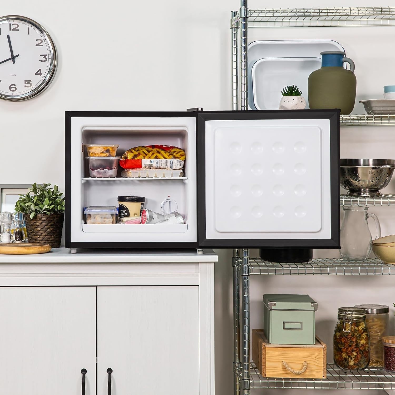 Mini Freezer 31L Tabletop Compact Black Reversible Door Adjustable Feet