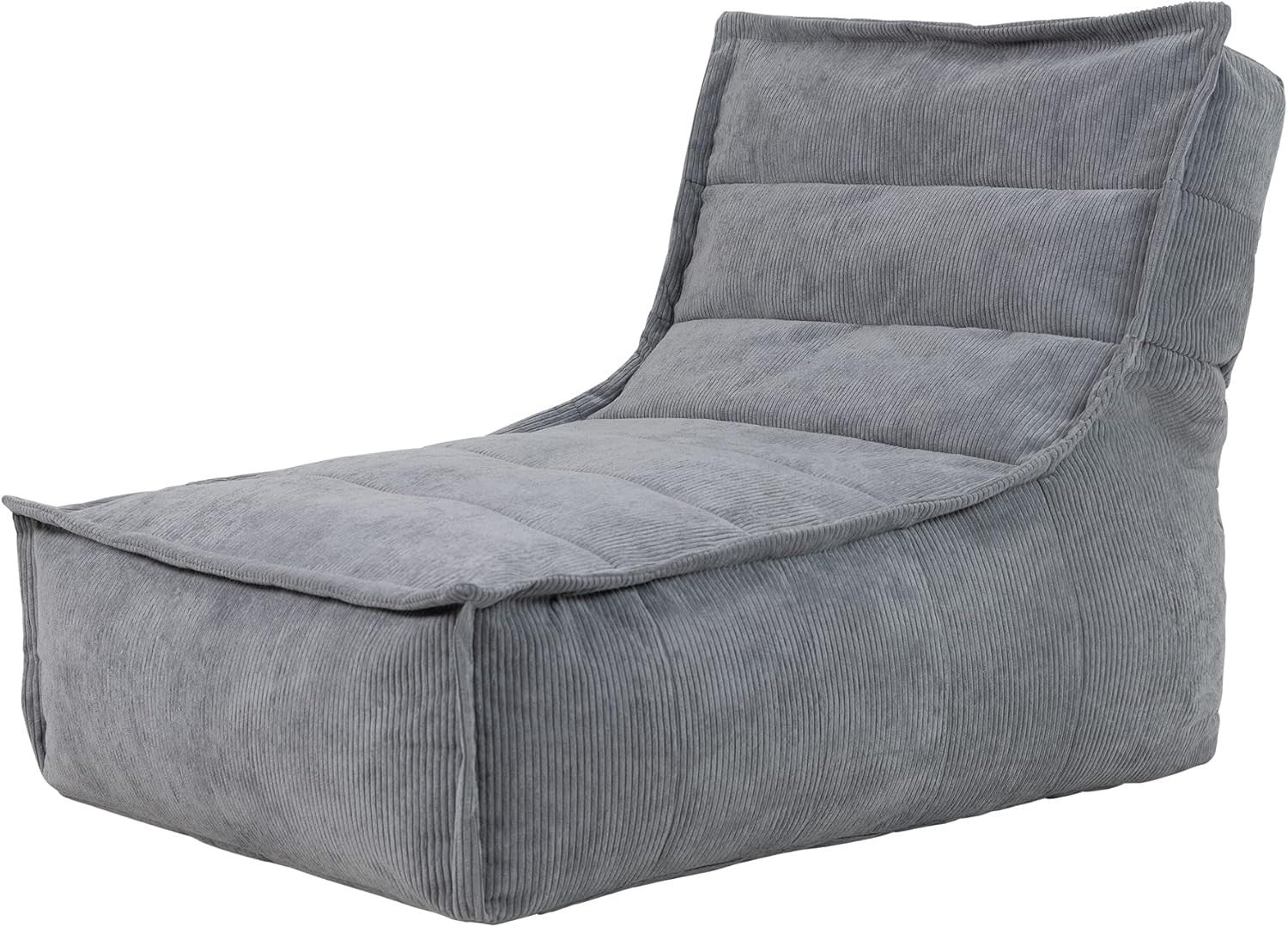 Grey Corduroy Lounge Bean Bag Chair | Large Adult Seat for Living Room