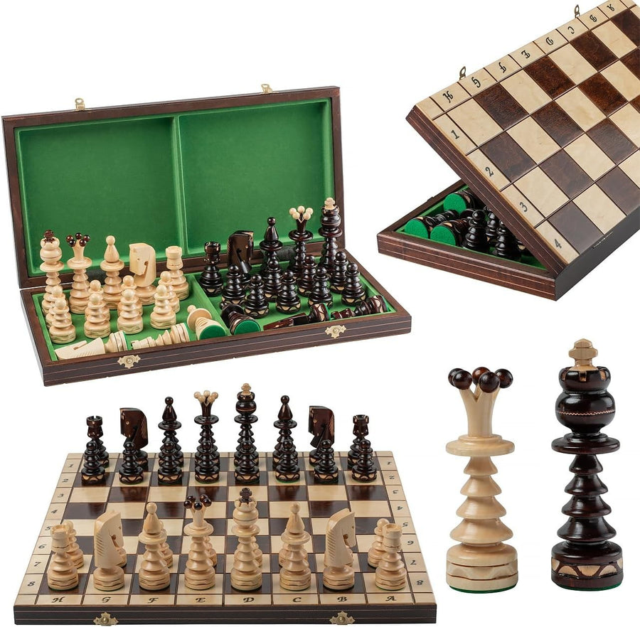 50cm Large Wooden Chess Set – Handcrafted Folding Board & Elegant Pieces