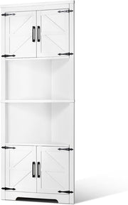 Corner Kitchen Storage Cabinet 68" Tall, 4 Doors, Adjustable Shelves, Space Save