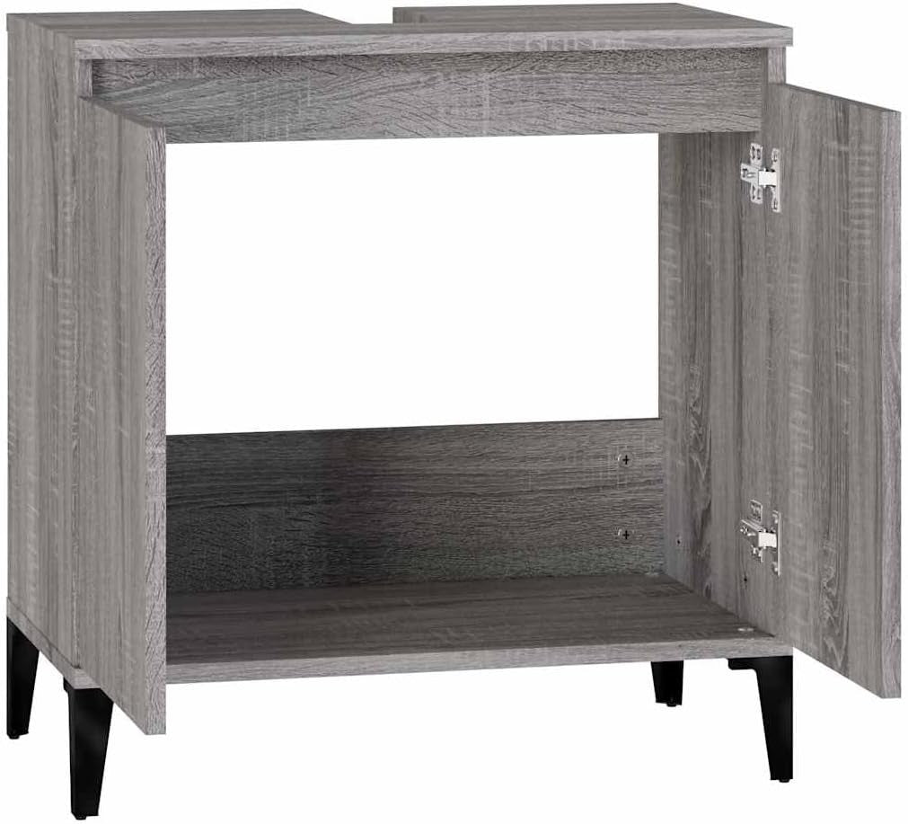 Grey Sonoma Bathroom Sink Cabinet | 58x33x60cm Modern Under Sink Storage