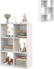 6-Cube Wooden Bookcase Open Shelving Unit Modern Storage Cabinet White