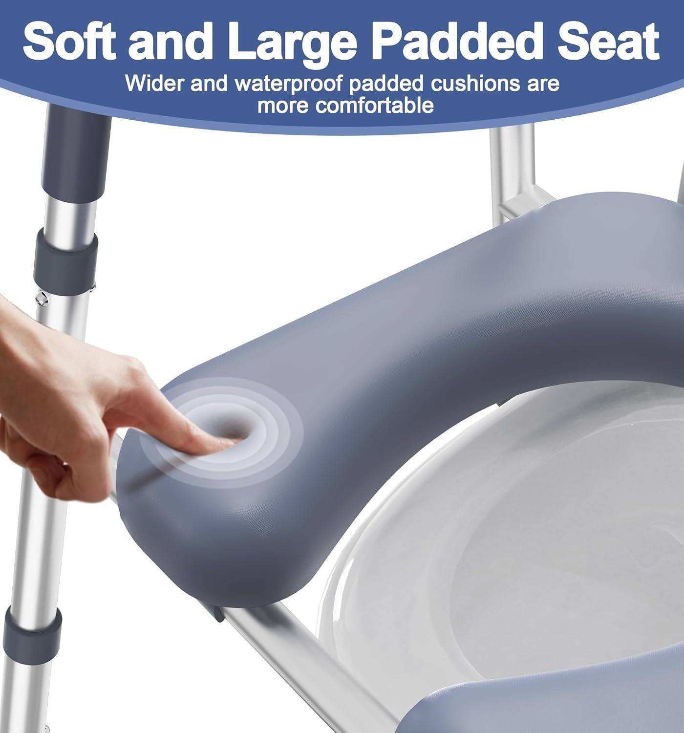 Raised Toilet Seat with Handles Height Adjustable 400lb Support Padded 16.5"