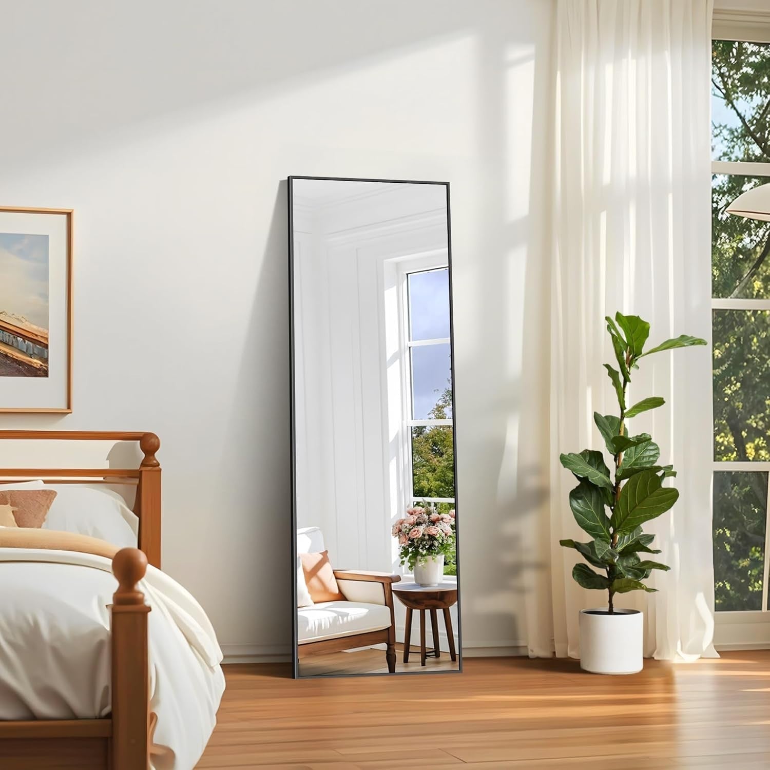 Full Length Mirror 161x52cm Wall Leaning Floor Mirror Black Frame Modern