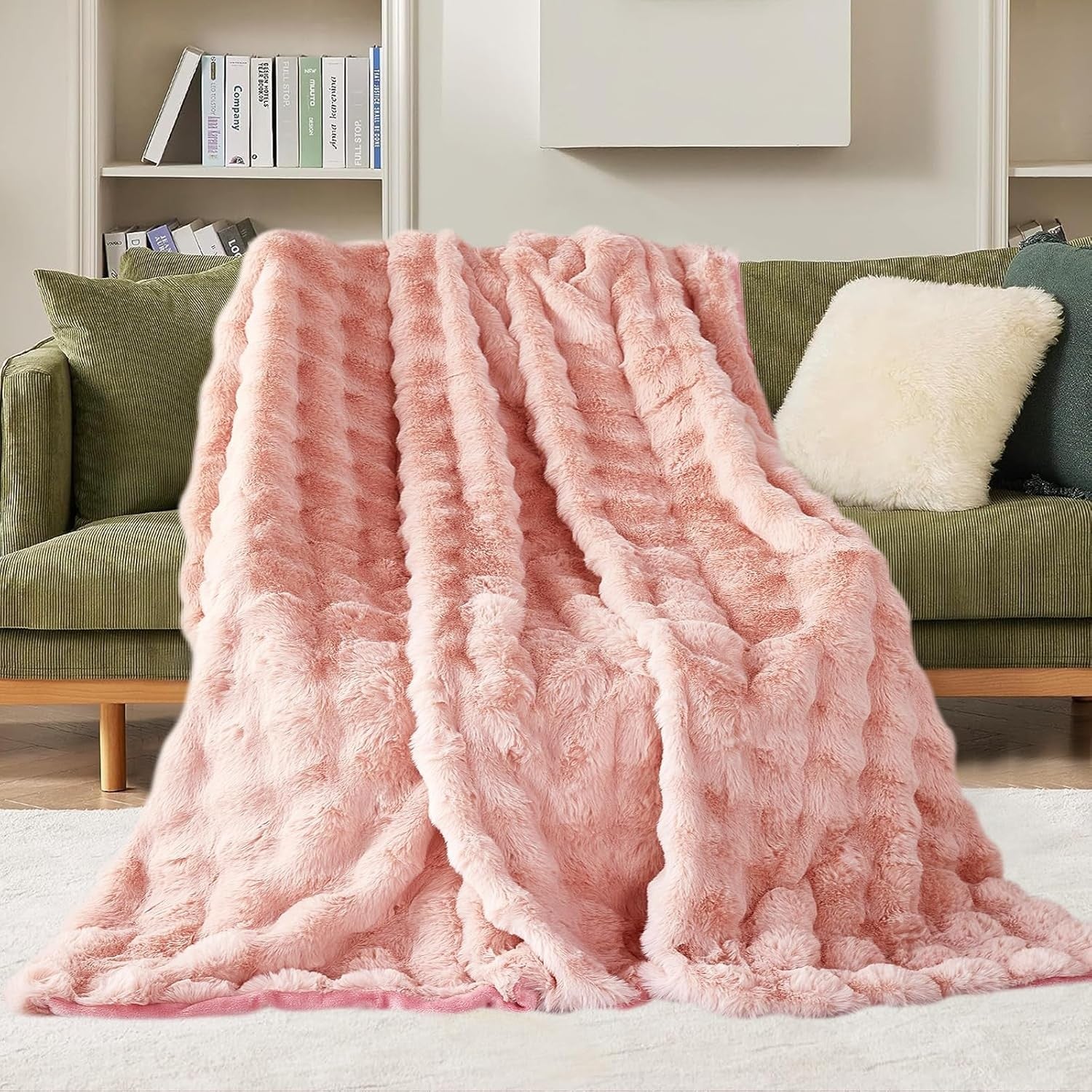 Luxury Thick Plush Fleece Throw Blanket Soft Warm Sofa Bed Pink 100x160cm