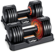 5-in-1 Adjustable Dumbbells Pair 5–25LB Quick Dial Non-Slip Home Gym