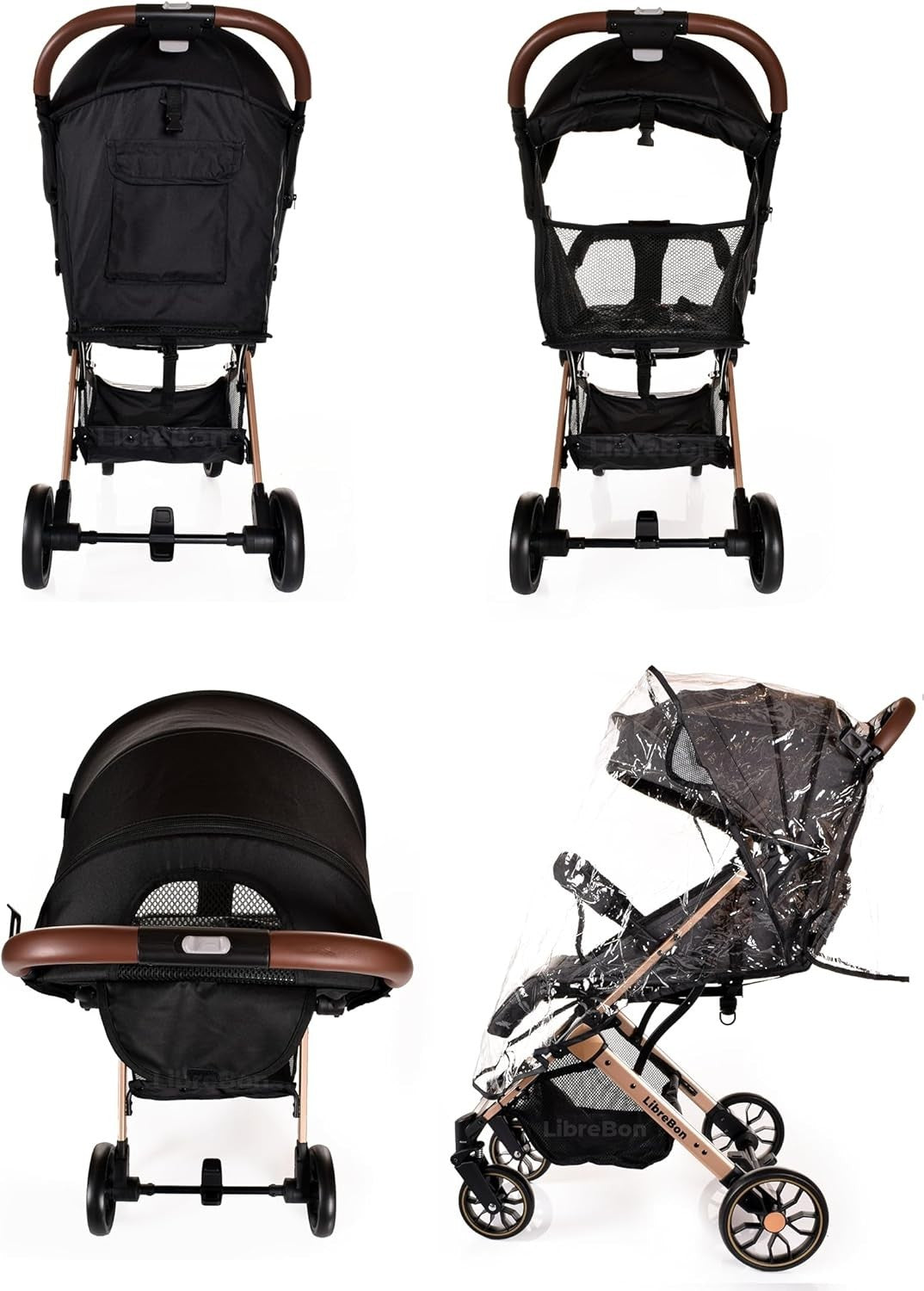 Lightweight Travel Stroller One Hand Fold Compact Buggy with Rain Cover