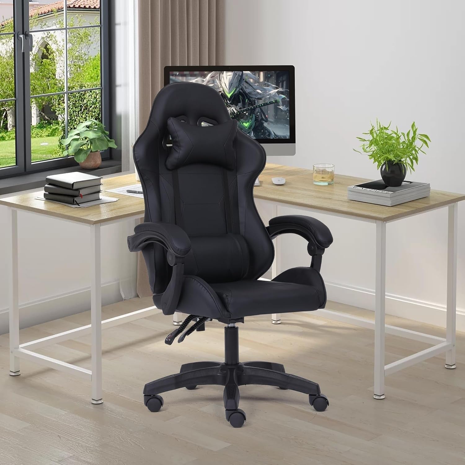Adjustable Millhouse Sport Desk Gaming Chair Black Office Chair with Lumbar Pill