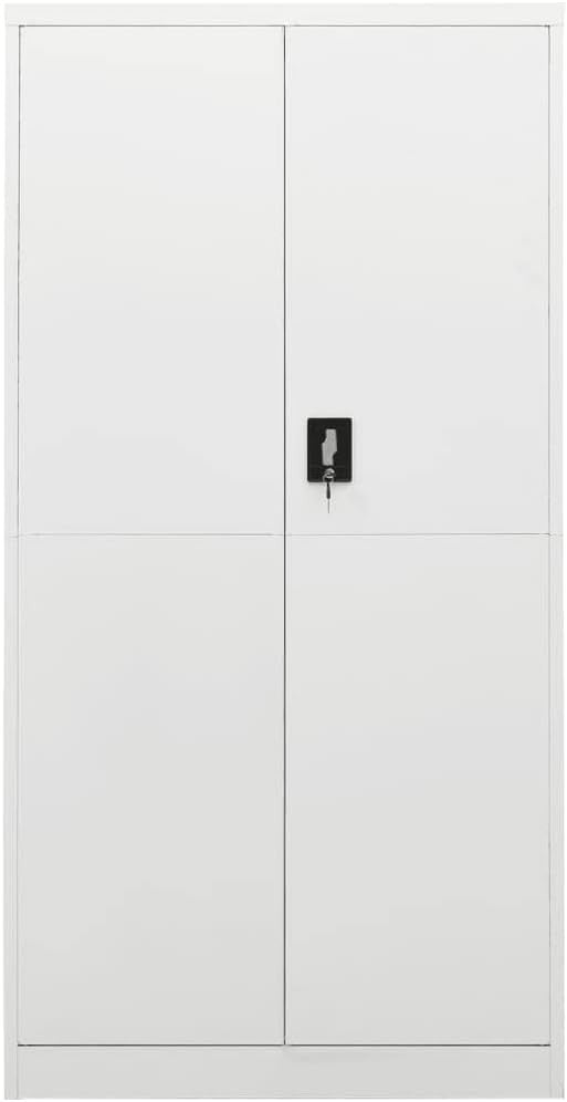 Steel Storage Cabinet White 90x40x180cm Lockable 4 Shelf Office Garage