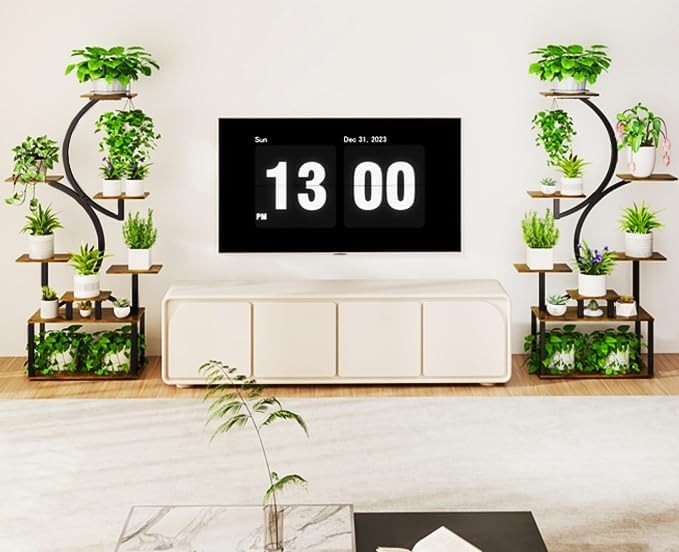 8-Tier S-Shaped Metal Plant Stand with LED Grow Lights | 158cm Tall Indoor Shelf