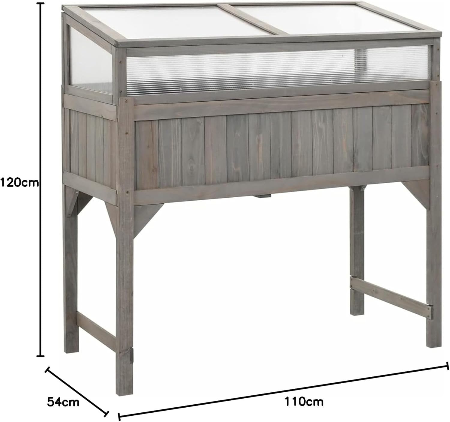 Raised Wooden Garden Bed with Greenhouse 110x54x120cm UV Cover for Plants