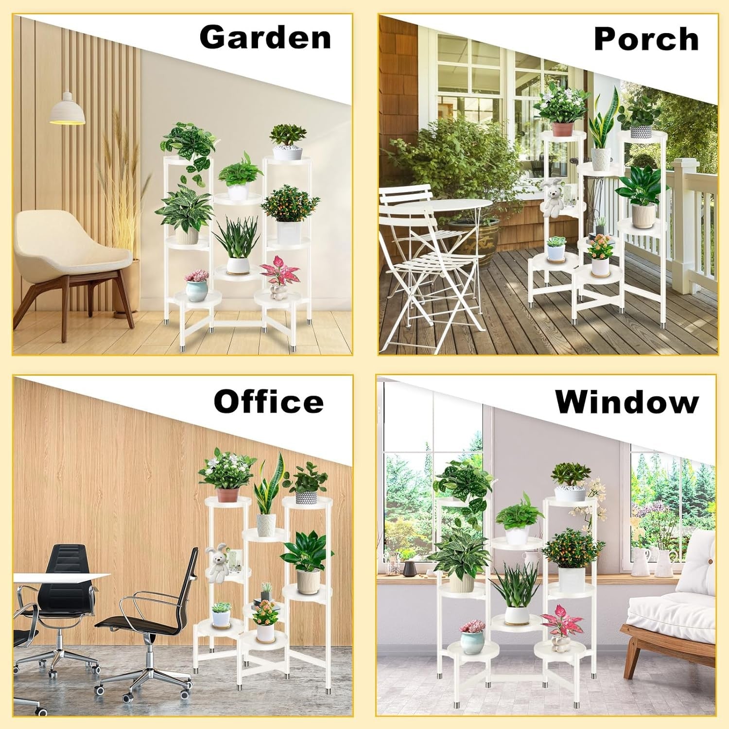 8 Tier Black Metal Plant Stand | Tall Indoor Outdoor Flower Pot Display Rack