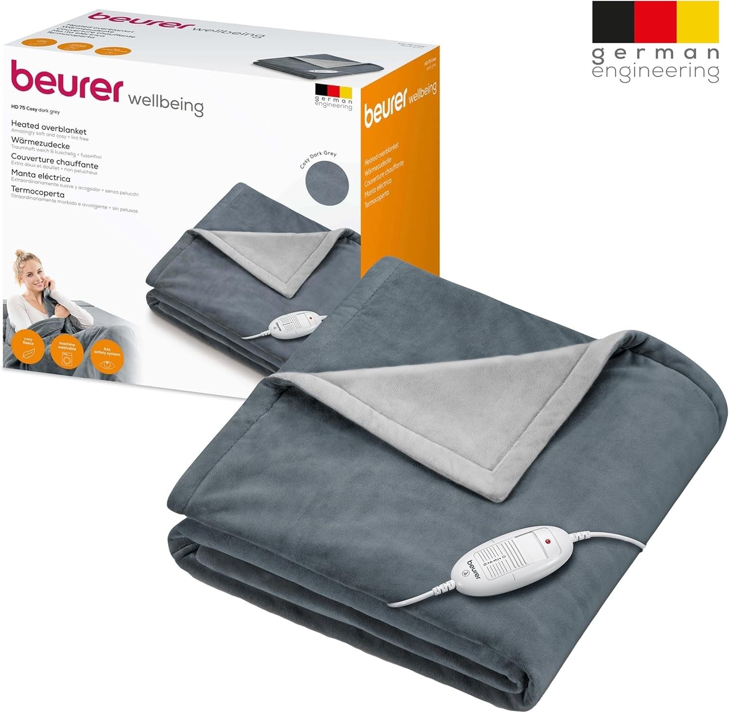 Electric Heated Throw Blanket 180x130cm Auto Shut Off Washable Soft Fleece