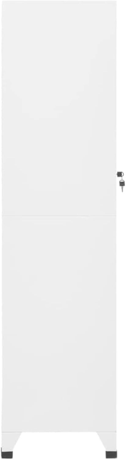 White Metal Locker Cabinet 1 Door Lockable Storage Cupboard Office Gym 180cm