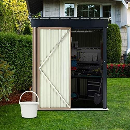 Metal Garden Shed 5x3FT Outdoor Storage with Lockable Doors Weatherproof Grey