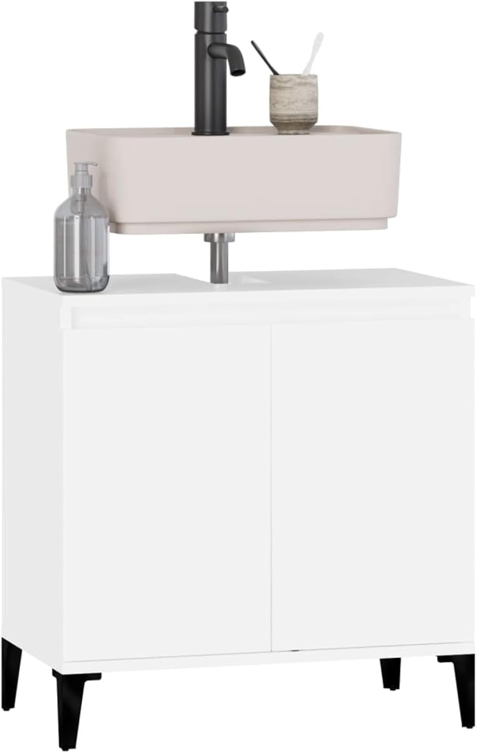 Modern White Bathroom Sink Cabinet | Under Sink Storage Unit 58x33x60cm
