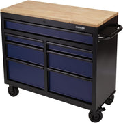 41" Roller Tool Cabinet 7 Drawer Mobile Workbench Hardwood Top Blue