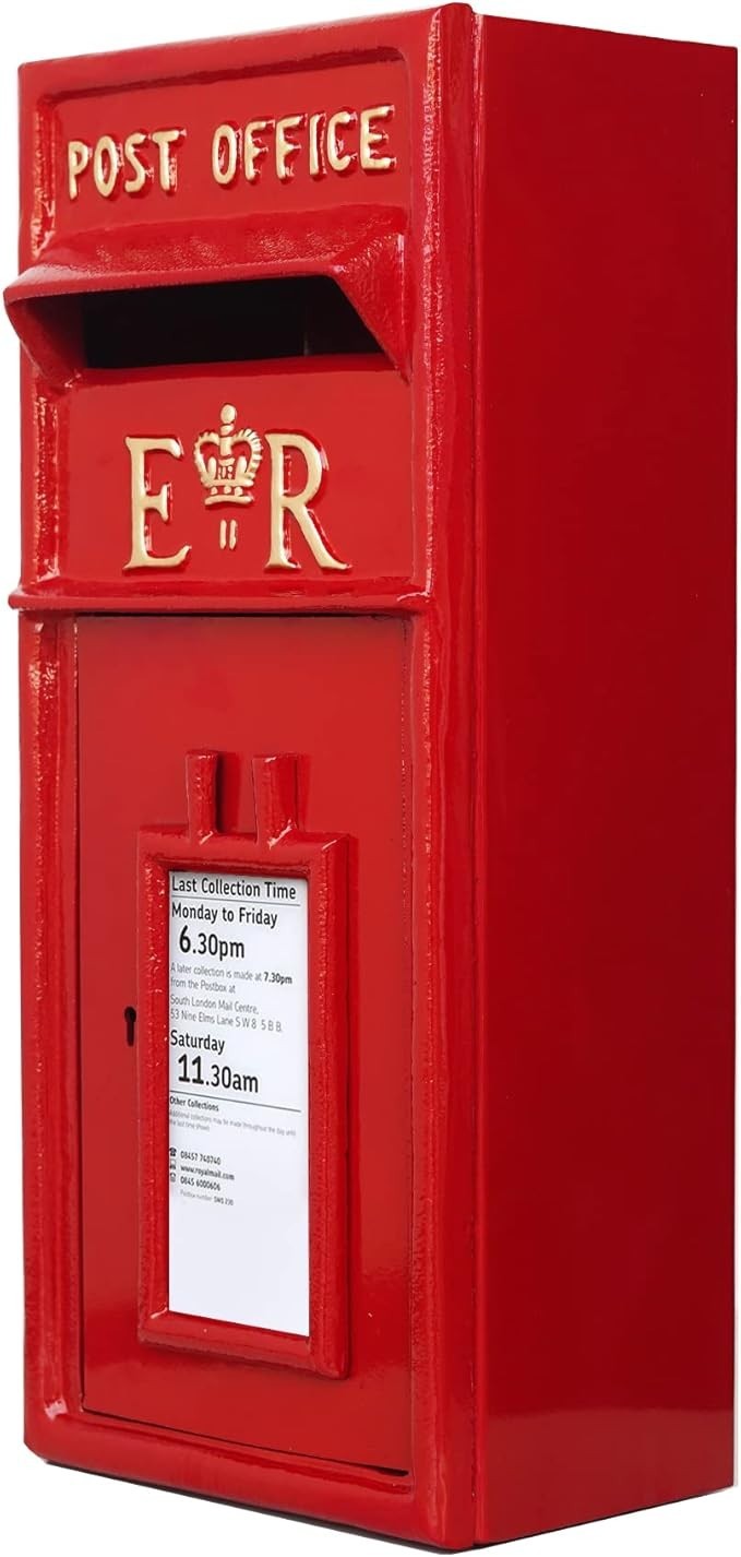 Wall Mounted Cast Iron Post Box Red – Lockable Secure Mailbox for Home & Events
