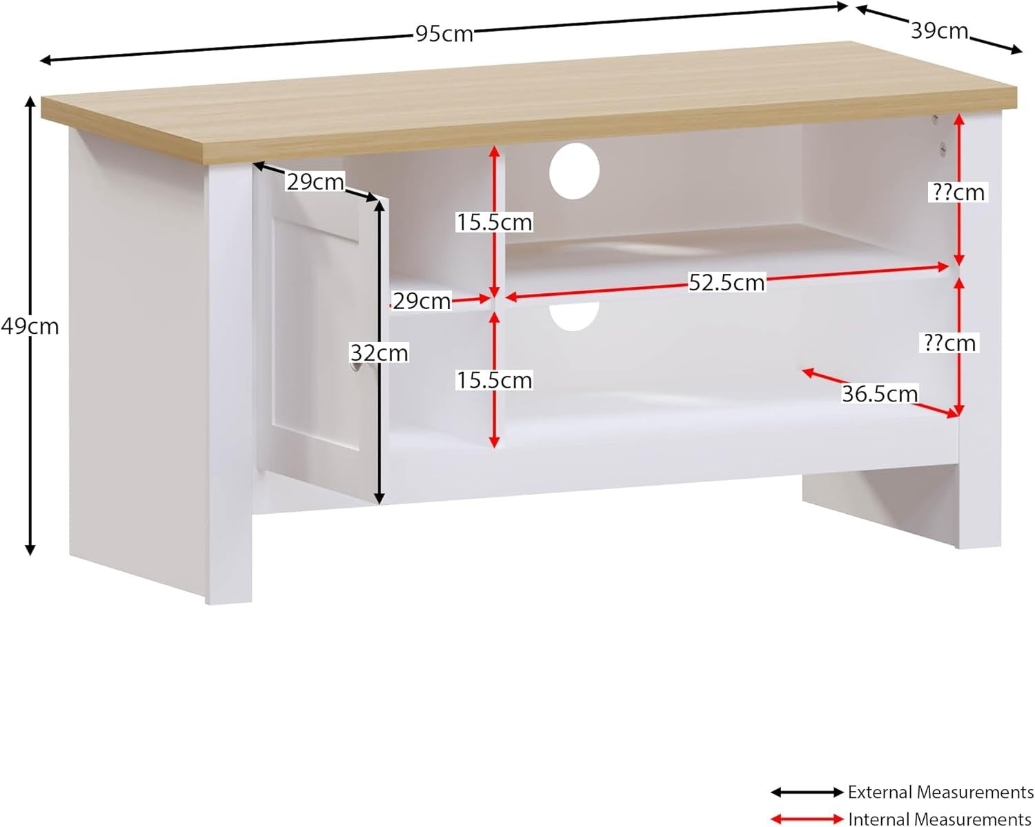 Modern White TV Cabinet Stand 1 Door Storage Unit Entertainment Console