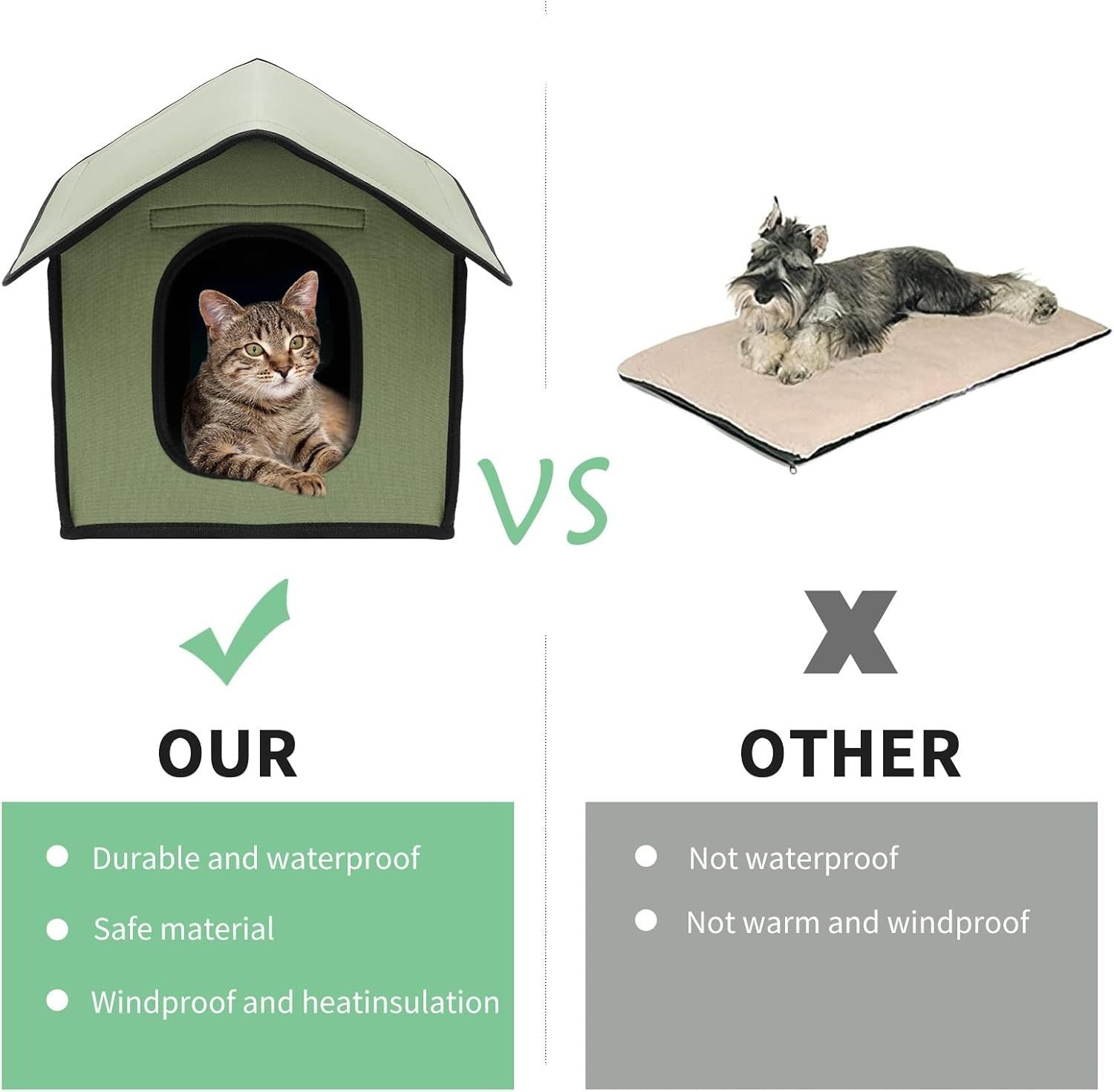 Waterproof Foldable Pet House Outdoor Dog Cat Shelter Cozy Portable Bed