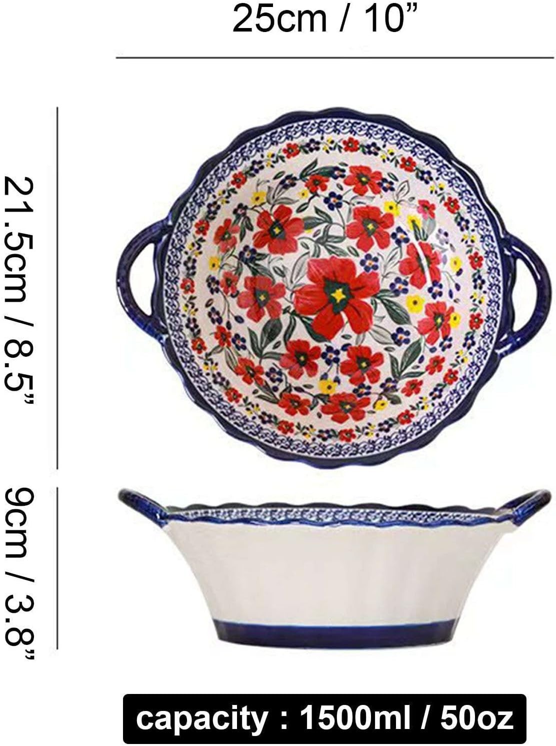Large Ceramic Soup Bowls With Handles Boho Ramen Curry Set of 2