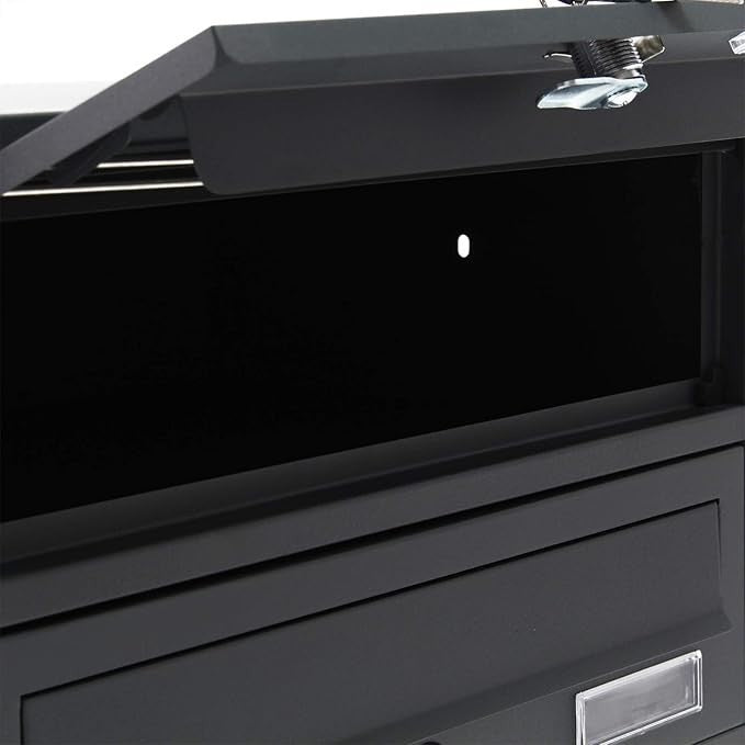 Outdoor Lockable 12 Slot Letterbox Cluster Anthracite Steel Pedestal Mount