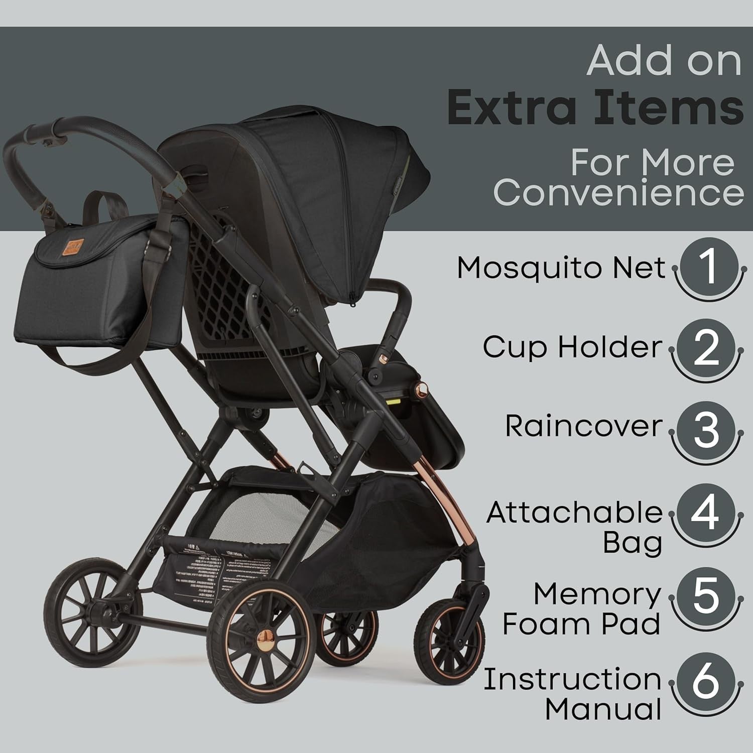 Lightweight Baby Pushchair Reclining Seat Smooth Suspension Compact Stroller