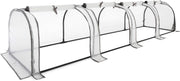 4-Section Grow Tunnel Greenhouse 2.6m with Reinforced PVC Mesh Cover & Doors