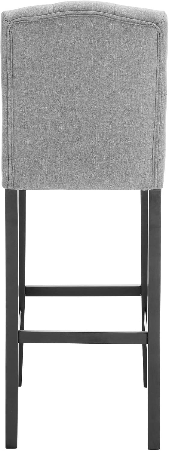 Light Grey Bar Stool Set 2 – Linen Seat High Counter Kitchen Chairs
