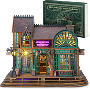 3D LED Wood Puzzle Bookshop Model with Lights, DIY Magical Decor Kit