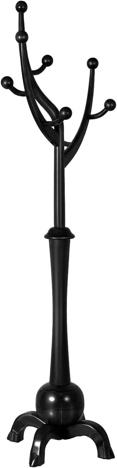 Solid Wood Coat Rack 180cm Tree Stand with 8 Hooks Black Freestanding