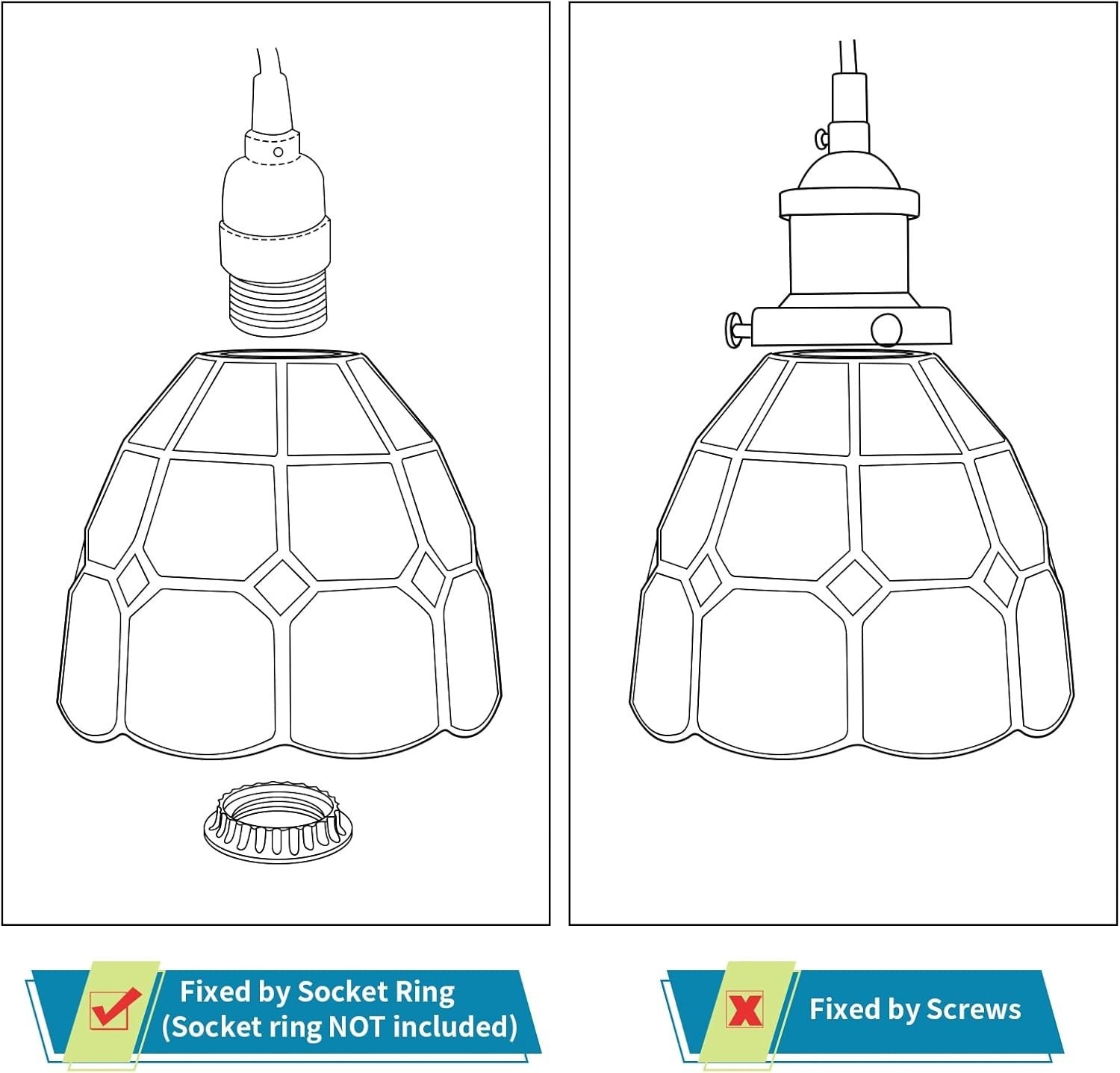 Set of 2 Tiffany Glass Lamp Shades Blue White Chandelier Wall Pendant