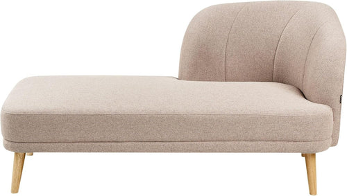 Traditional Right Hand Brown Chaise Lounge | Soft Polyester & Sturdy Wood Legs