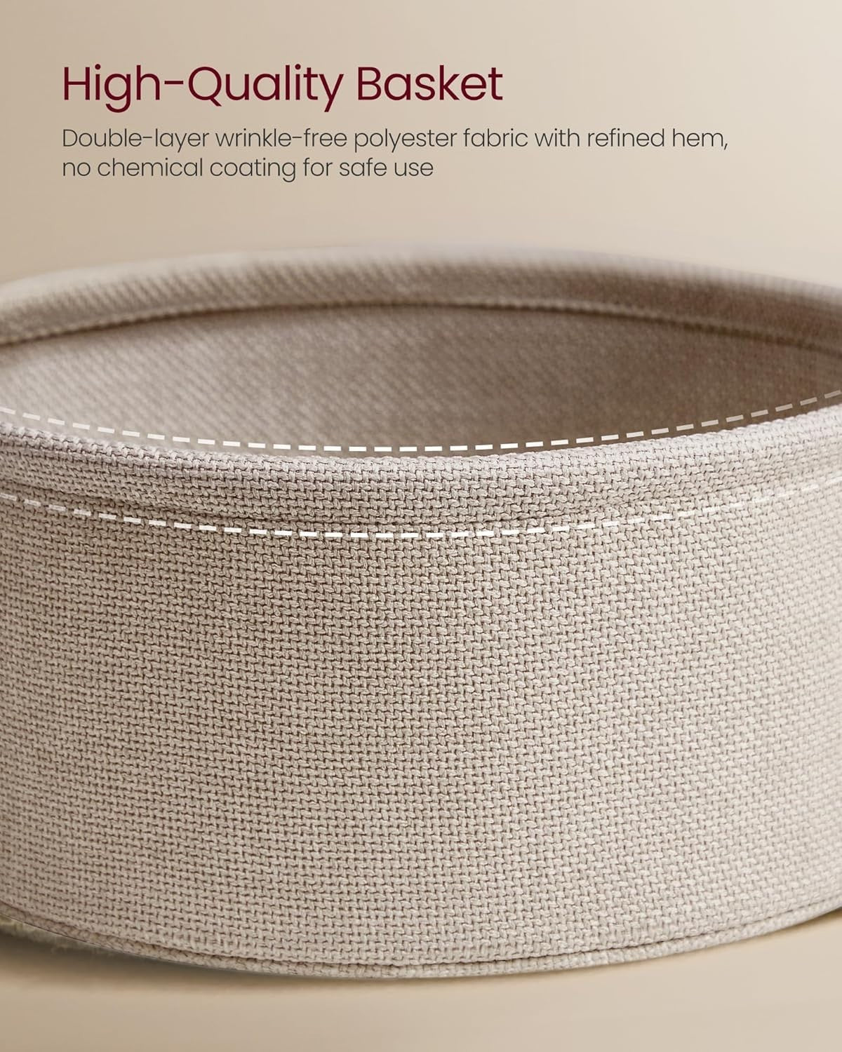 Round Side Table with Fabric Basket, Storage & Sturdy Steel Legs 45x45x50cm