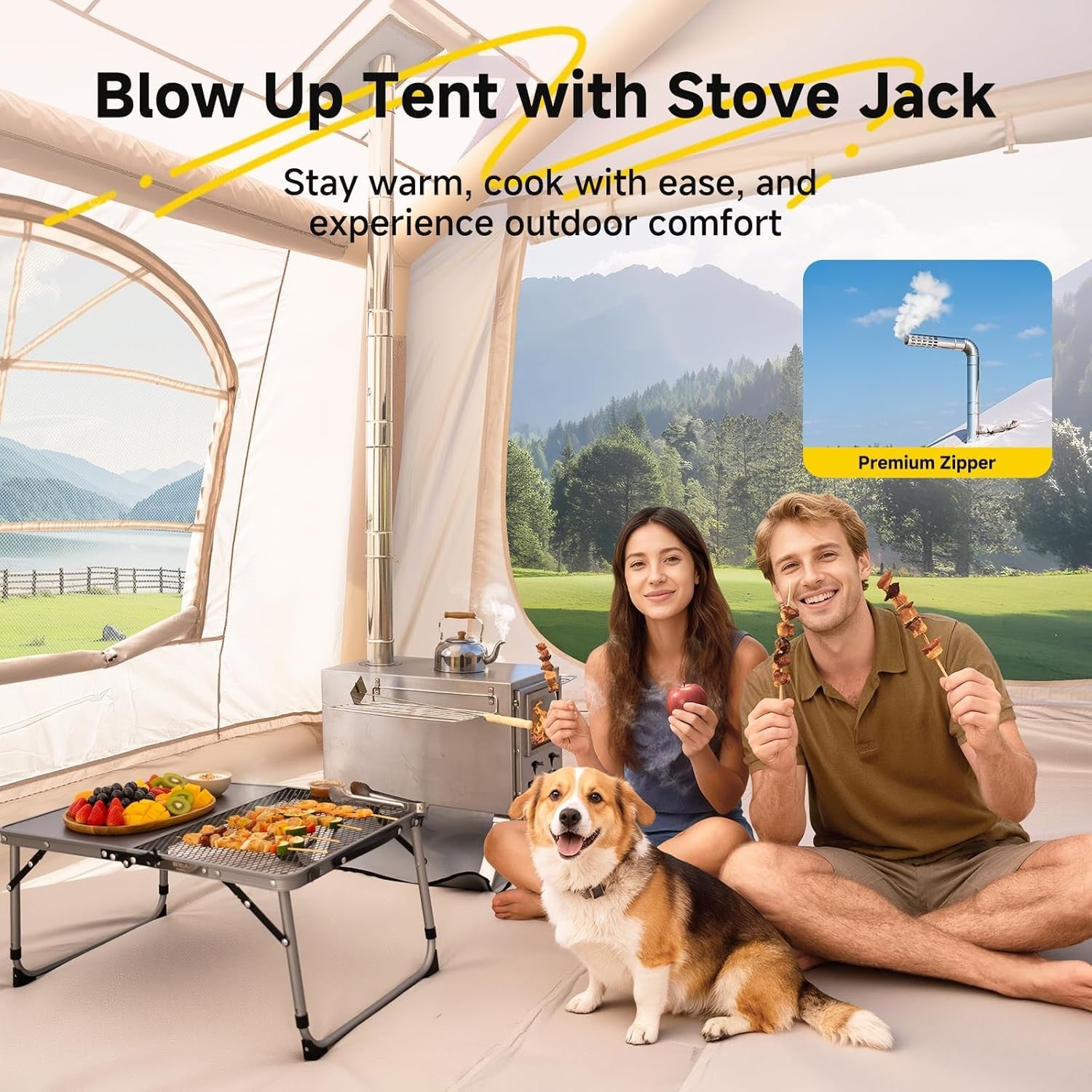 10-12 Person Inflatable Camping Tent Waterproof 2 Room Air Beam